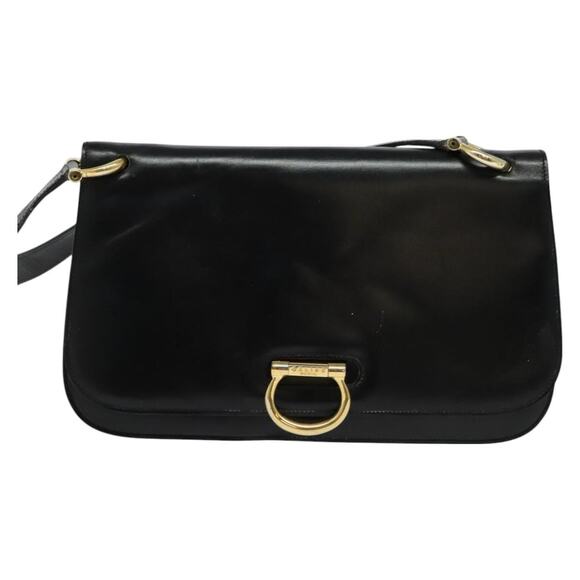CELINE Shoulder Bag Leather Black Gold - Picture 2 of 12